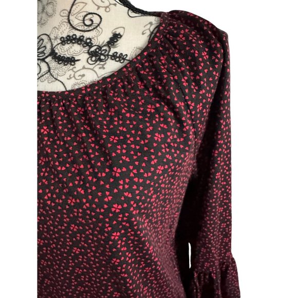 MICHAEL KORS Black Red Heart Print Blouse Size Large - Picture 2 of 5